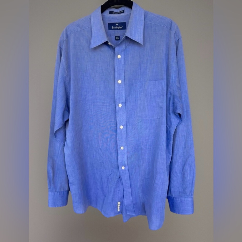 Barrington Wrinkle Free Long Sleeve Button Up Blue Dress Shirt Size 16.5 34/35